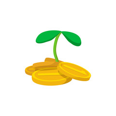Fototapeta na wymiar Plant and coins cartoon icon