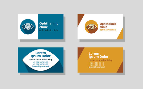Set of business cards for ophthalmic clinic. Set. Ophthalmology