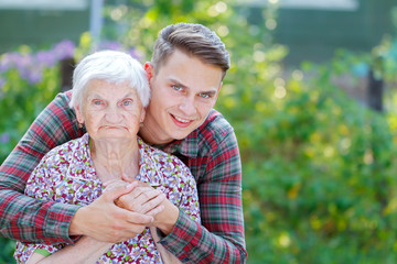 Fototapeta premium Grandmother and grandson