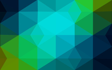 Multicolor dark blue, yellow, orange polygonal design pattern, which consist of triangles and gradient in origami style.