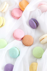 French colorful and tsaty macarons, close up