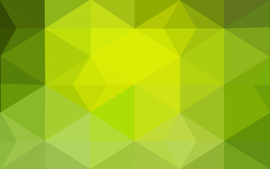 Multicolor green, yellow, orange polygonal design pattern, which consist of triangles and gradient in origami style.