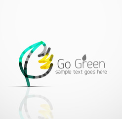 Vector abstract logo idea, eco leaf, nature plant, green concept business icon. Creative logotype design template