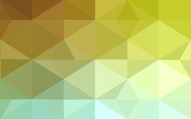 Multicolor green, yellow, orange polygonal design pattern, which consist of triangles and gradient in origami style.
