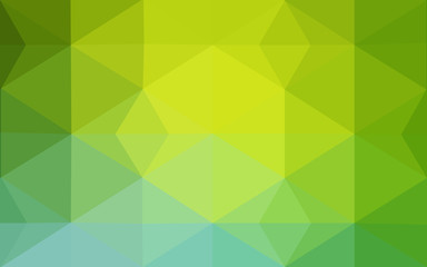 Multicolor green, yellow, orange polygonal design pattern, which consist of triangles and gradient in origami style.