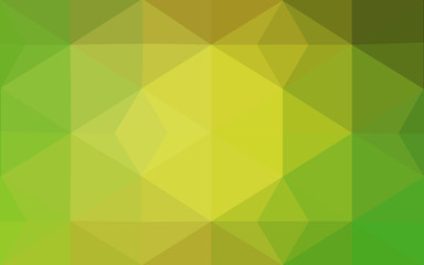 Multicolor green, yellow, orange polygonal design pattern, which consist of triangles and gradient in origami style.