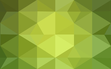 Multicolor green, yellow, orange polygonal design pattern, which consist of triangles and gradient in origami style.