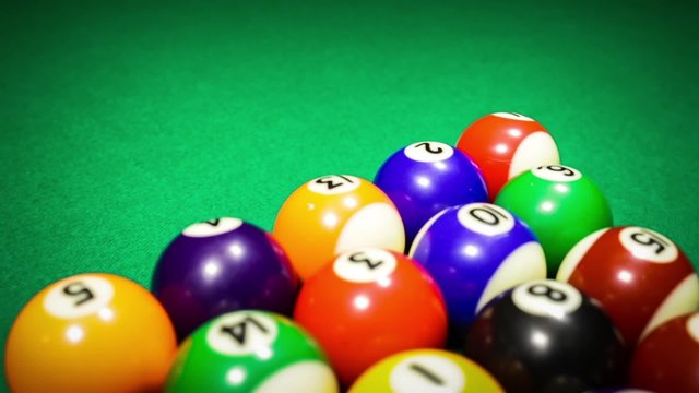 Billiard balls on green baize