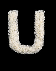 White rice grain alphabet letter u © TinPong