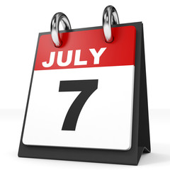 Calendar on white background. 7 July.