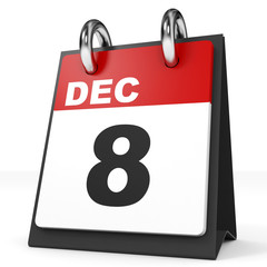 Calendar on white background. 8 December.