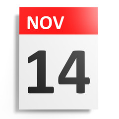 Calendar on white background. 14 November.