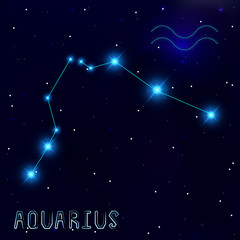 Obraz na płótnie Canvas The Constellation Of Aquarius. Starry sky. Dark blue background