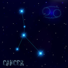 Obraz na płótnie Canvas The Constellation Of Cancer. Starry sky. Dark blue background of