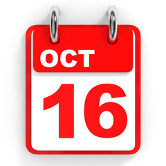 Calendar on white background. 16 October.