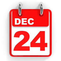 Calendar on white background. 24 December.