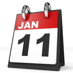 Calendar on white background. 11 January.