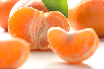 peeled off tangerine with pieces