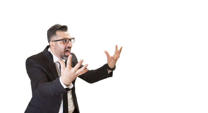 isolated businessman shouting
