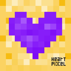 Heart pixel icon on mosaic background, Modern vector illustratio