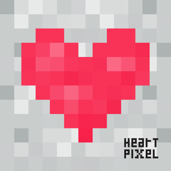 Heart pixel icon on mosaic background, Modern vector illustratio