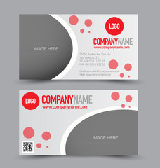 Business card set template for business identity corporate style. Red color. Vector illustration.