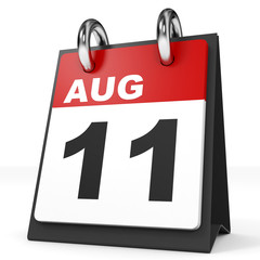 Calendar on white background. 11 August.