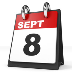 Calendar on white background. 8 September.