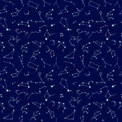 Obraz na płótnie Canvas Seamless vector pattern with constellations. zodiac signs