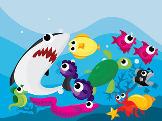 Obraz na płótnie Canvas Cartoon Underwater Scene