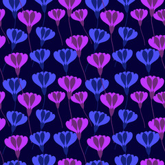 Fototapeta na wymiar Seamless vector pattern with simple stylized summer flowers tulips