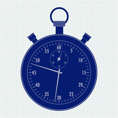 Stopwatch Icon on Notebook sheet  background.