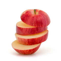 Red sliced apple isolated on white background cutout