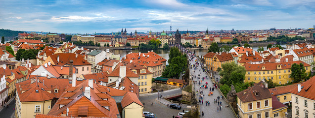 Naklejka na ściany i meble Prague city skyline panorama , Czech Republic