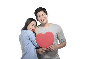 Fototapeta na wymiar Asian couple celebrate valentine