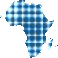 Fototapeta na wymiar Blue circle shape Africa map on white background. Vector illustration.
