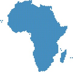 Fototapeta na wymiar Blue hexagon shape Africa map on white background. Vector 