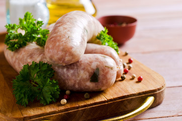 Raw sausage with spices