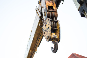 Crane trucks for construction or other work.