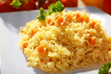 Dish of vegetarian rice closeup