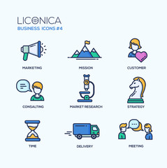 Fototapeta premium Office, business modern thin line design icons and pictograms