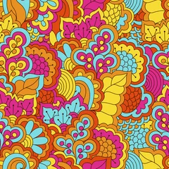 Foto op Plexiglas Hand drawn seamless pattern with floral elements.  © ceramaama