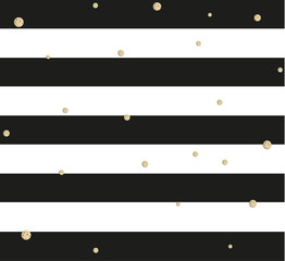 Gold glittering confetti seamless pattern on stripe background