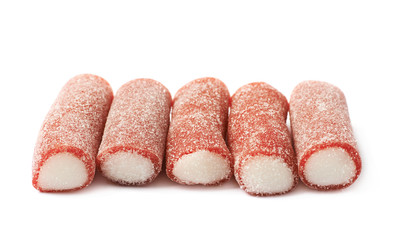 Red and white licorice candy