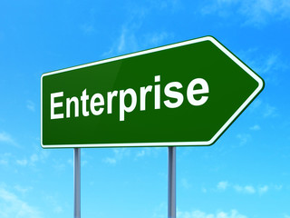 Finance concept: Enterprise on road sign background