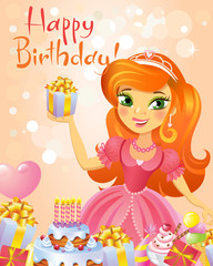 Happy Birthday, Princess, greeting card. 
