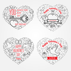 Happy Valentine's Day greetings card, labels, badges, symbols, i