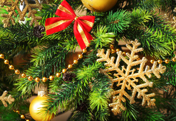 Background of decorated Christmas tree