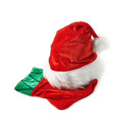 Santa's hat and Christmas stocking isolated