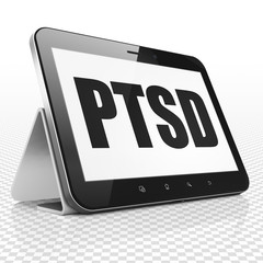 Medicine concept: Tablet Computer with PTSD on display